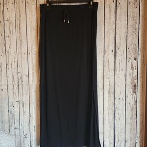 a.n.a A New Approach Black Maxi Skirt Size Medium Double Side Slit Drawstring